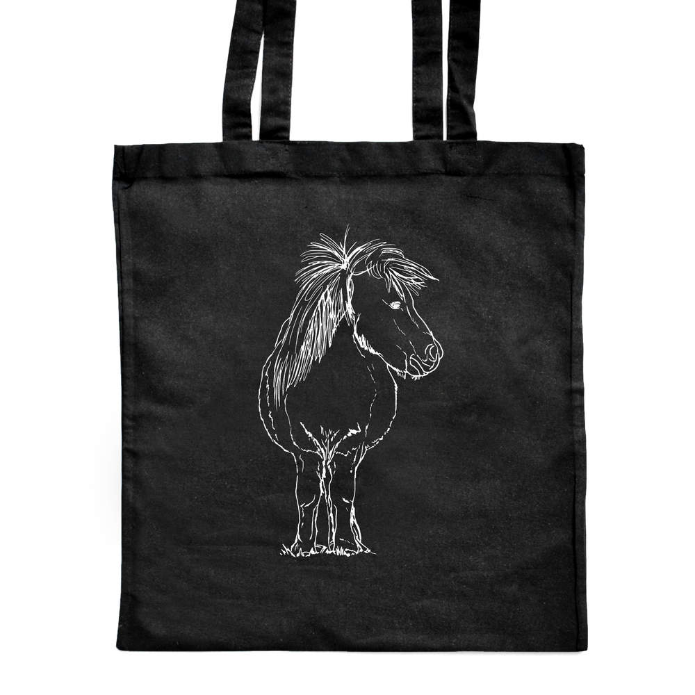 'Shetland Pony' Classic Black Tote Shopper Bag (ZB00011810)