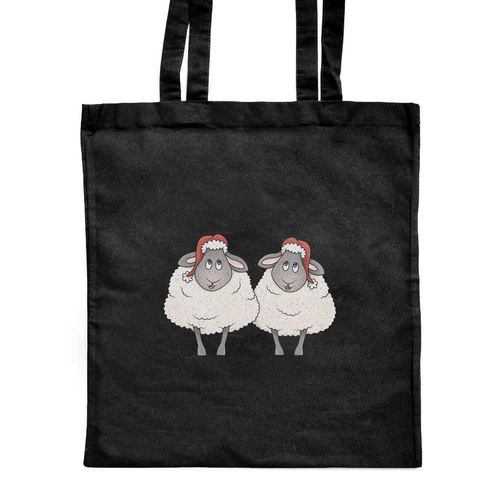'Christmas Carol Sheep' Classic Black Tote Shopper Bag (ZB00011827)