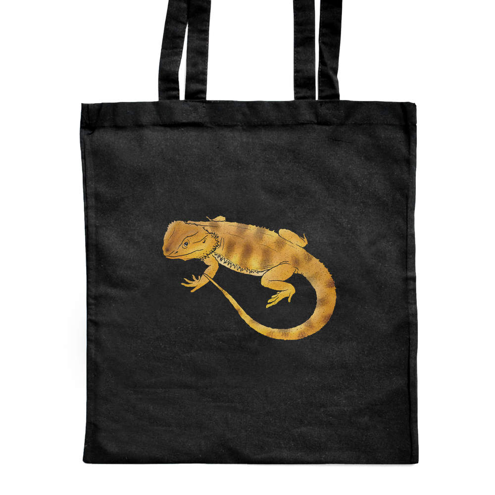 'Bearded Dragon' Classic Black Tote Shopper Bag (ZB00011894)