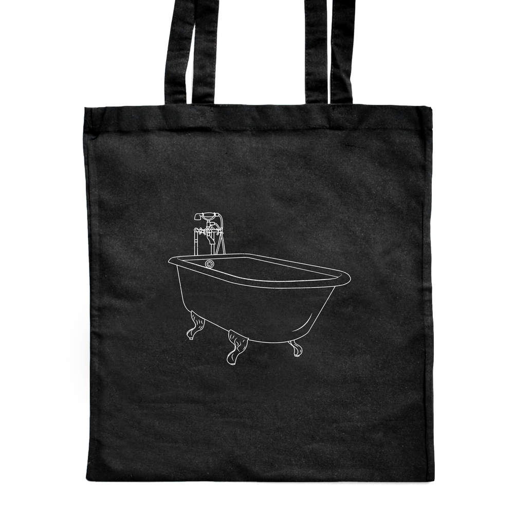 'Antique Bath' Classic Black Tote Shopper Bag (ZB00013116)