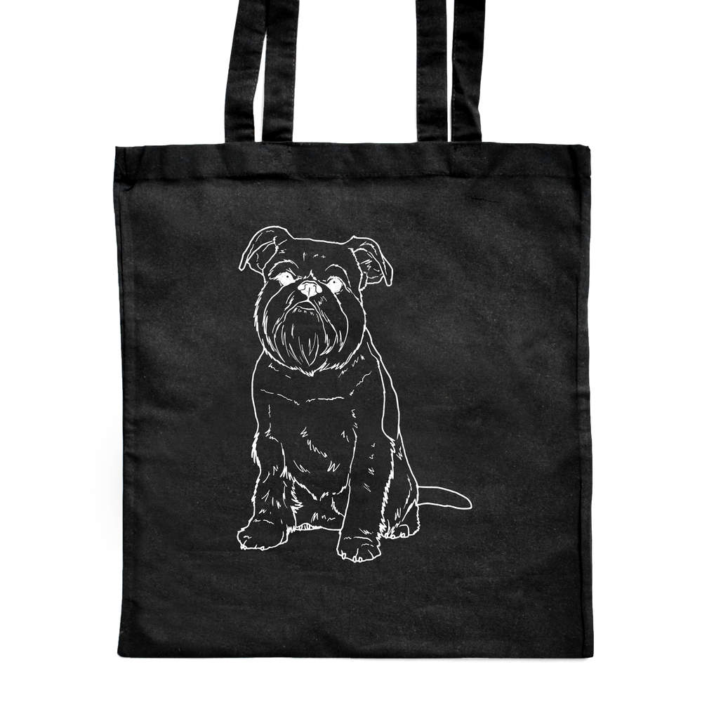 'Brussels Griffon' Classic Black Tote Shopper Bag (ZB00014732)