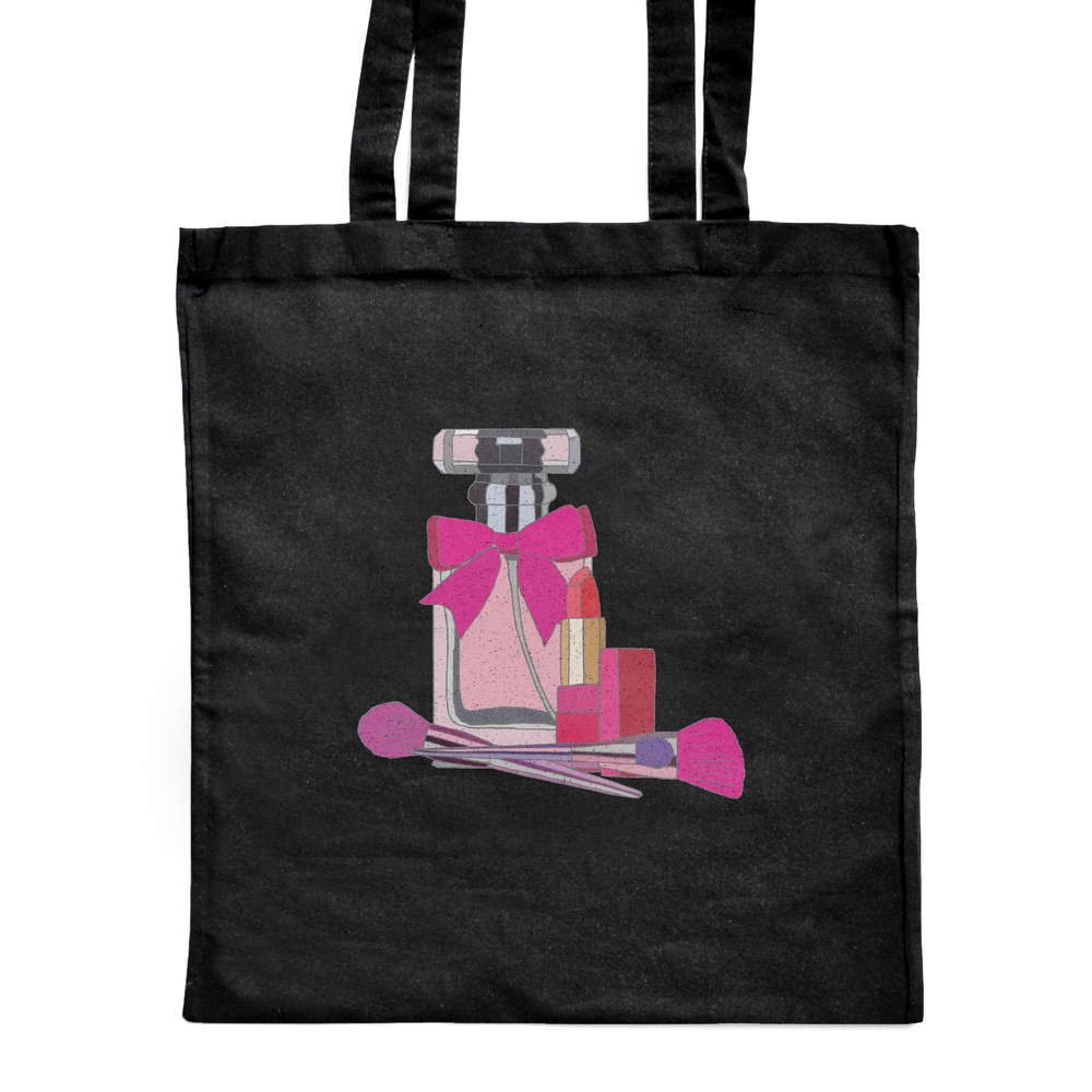'Perfume & Makeup' Classic Black Tote Shopper Bag (ZB00016460)