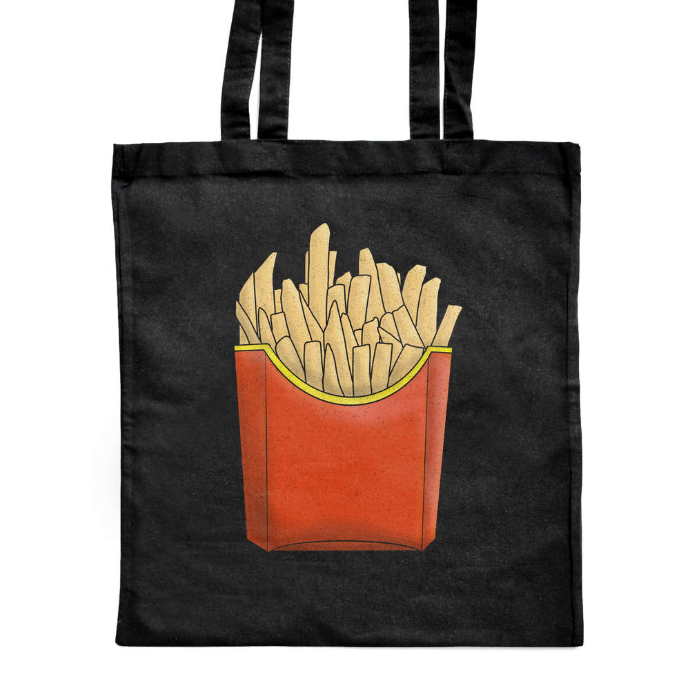 'Fast Food Fries' Classic Black Tote Shopper Bag (ZB00016835)