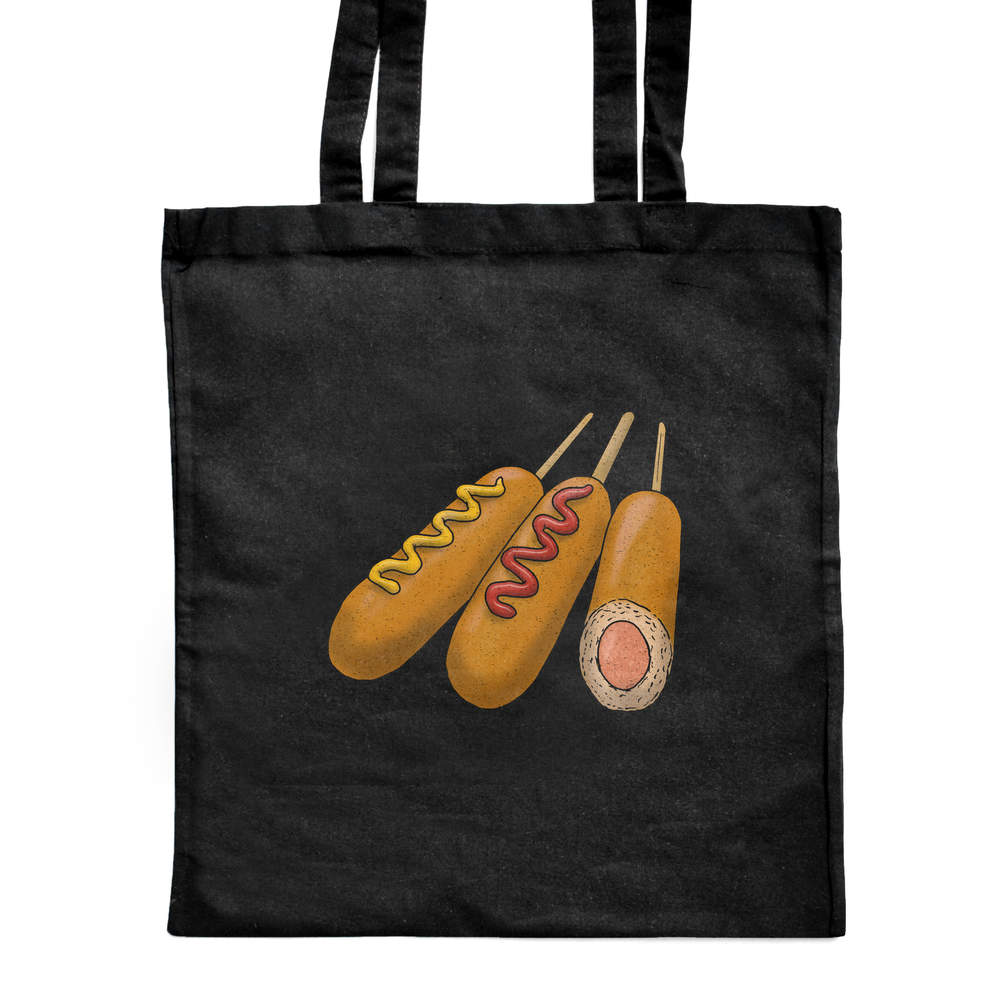 'Corndogs' Classic Black Tote Shopper Bag (ZB00016964)