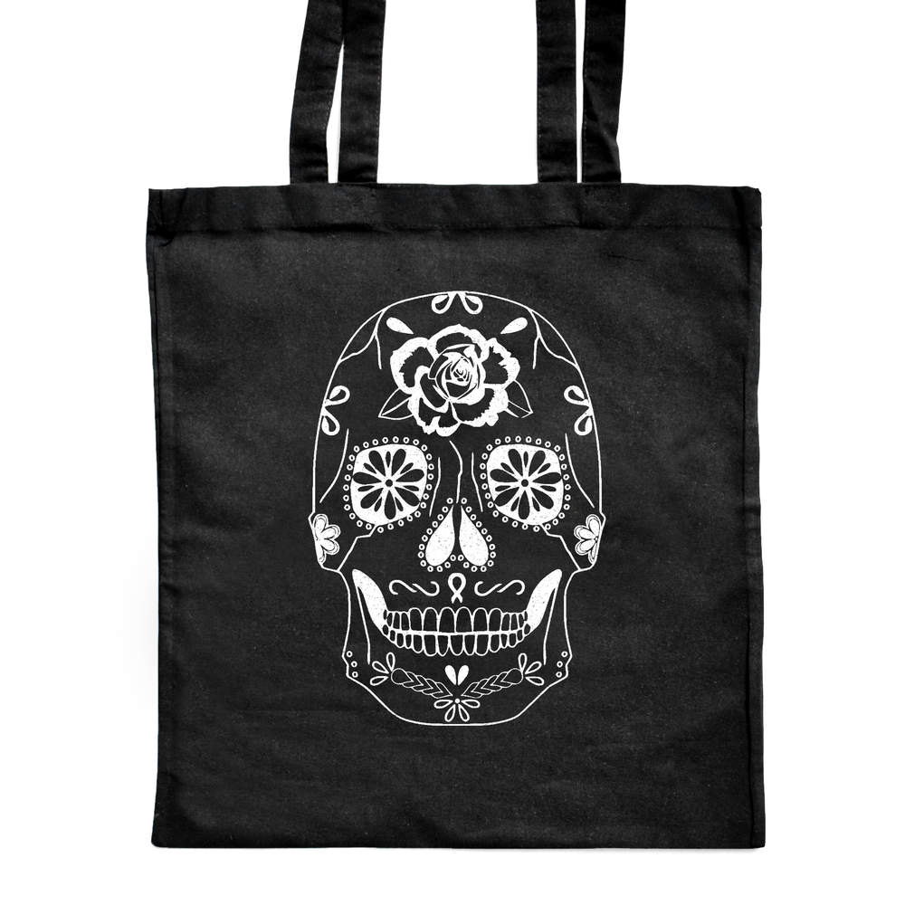 'Day Of The Dead Skull' Classic Black Tote Shopper Bag (ZB00019472)