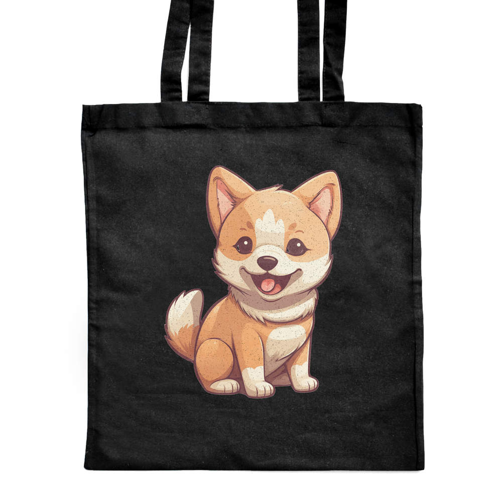 'Shiba Inu' Classic Black Tote Shopper Bag (ZB00020923)