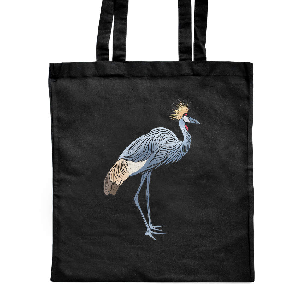 'Grey Heron Bird' Classic Black Tote Shopper Bag (ZB00021115)