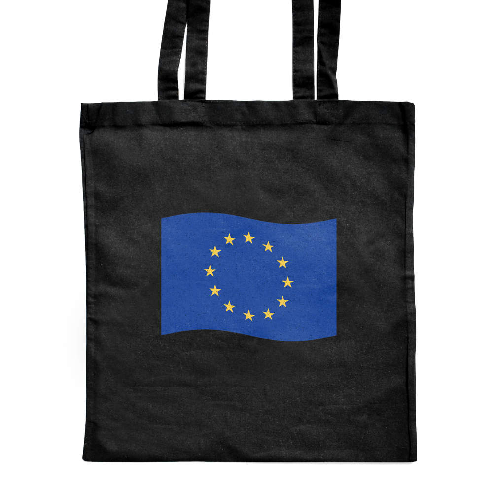 'Waving European EU Flag' Classic Black Tote Shopper Bag (ZB00021286)