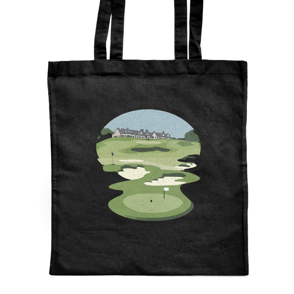'Golf Course' Classic Black Tote Shopper Bag (ZB00021347)