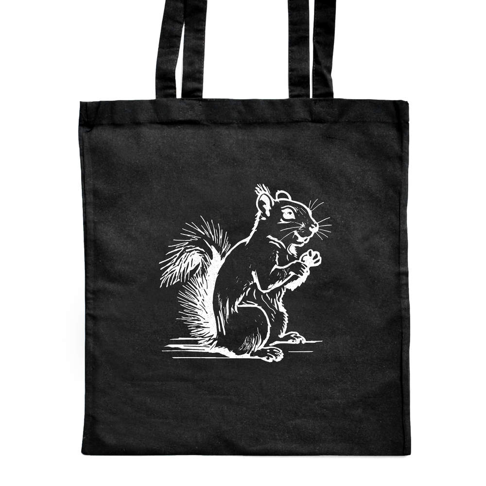 'Grey Squirrel' Classic Black Tote Shopper Bag (ZB00021871)
