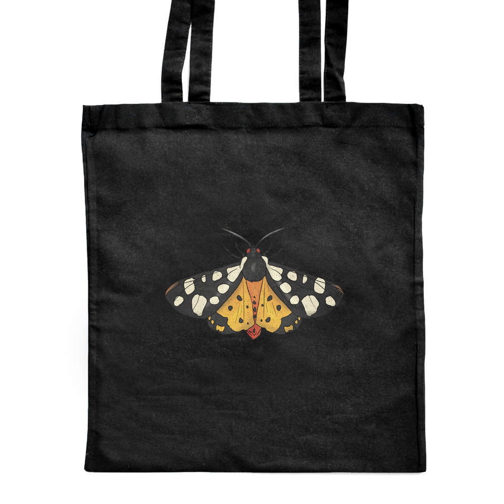'Tiger Moth' Classic Black Tote Shopper Bag (ZB00022008)
