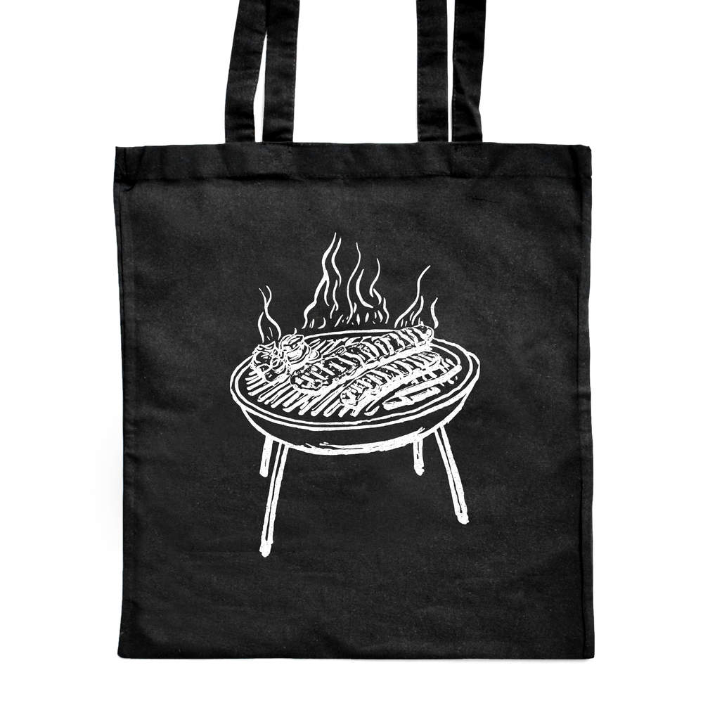'Smoky Barbecue' Classic Black Tote Shopper Bag (ZB00022733)