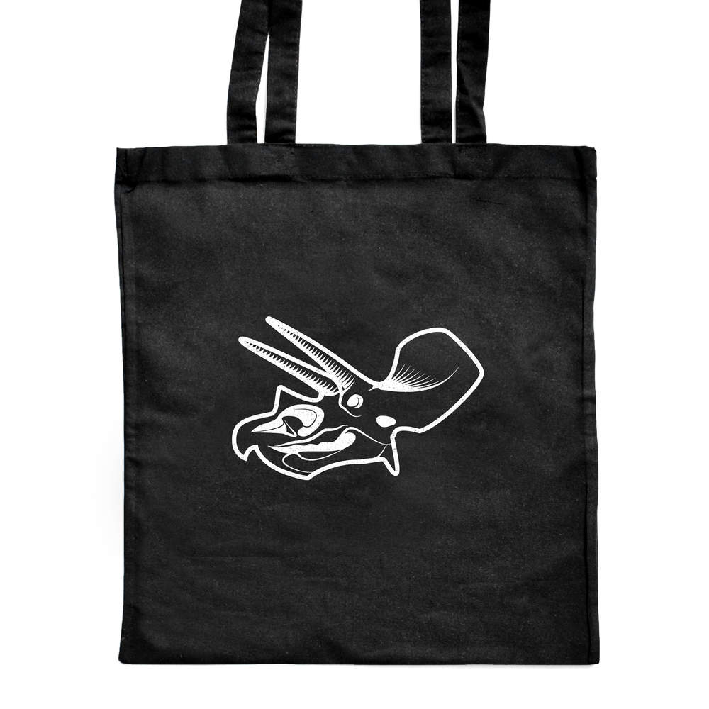 'Skull Dinosaur' Classic Black Tote Shopper Bag (ZB00022804)