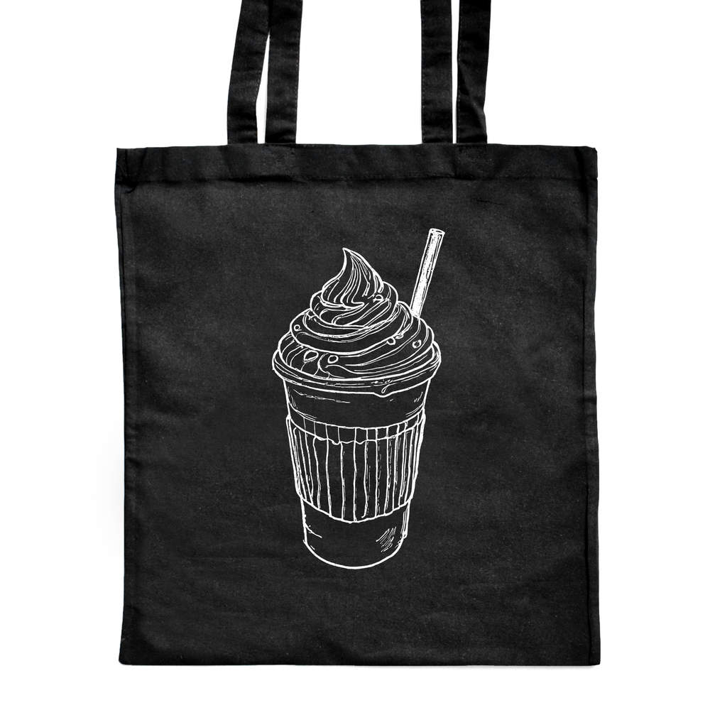 'Pumpkin Spice Latte' Classic Black Tote Shopper Bag (ZB00022836)