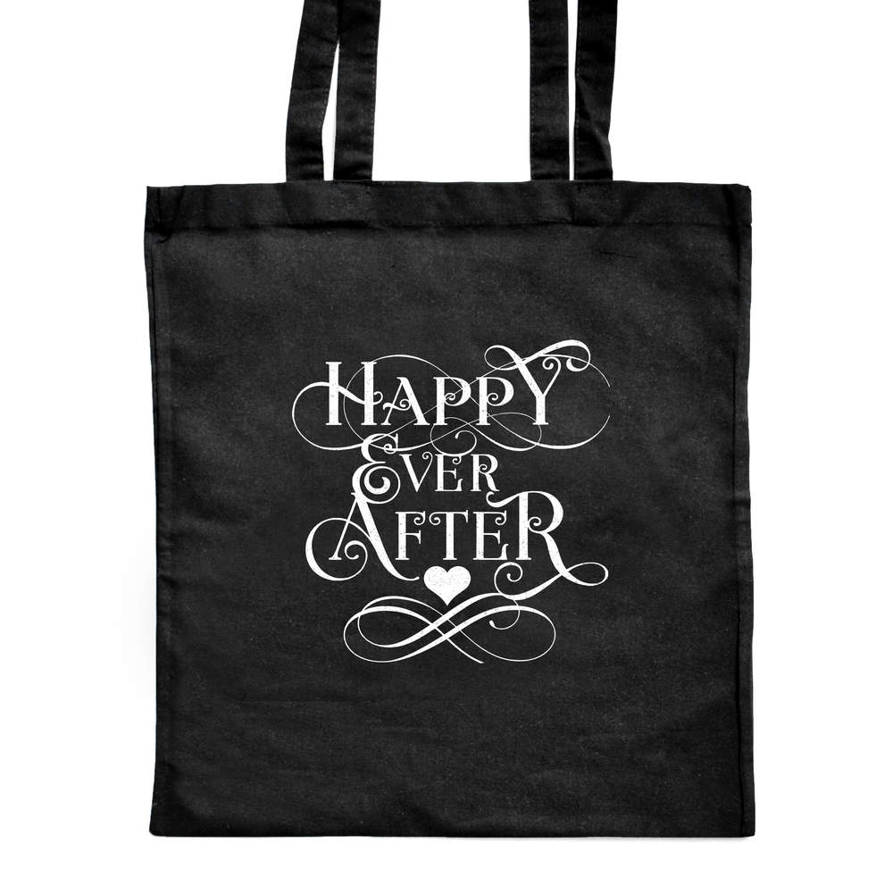 'Happy Ever After' Classic Black Tote Shopper Bag (ZB00022865)