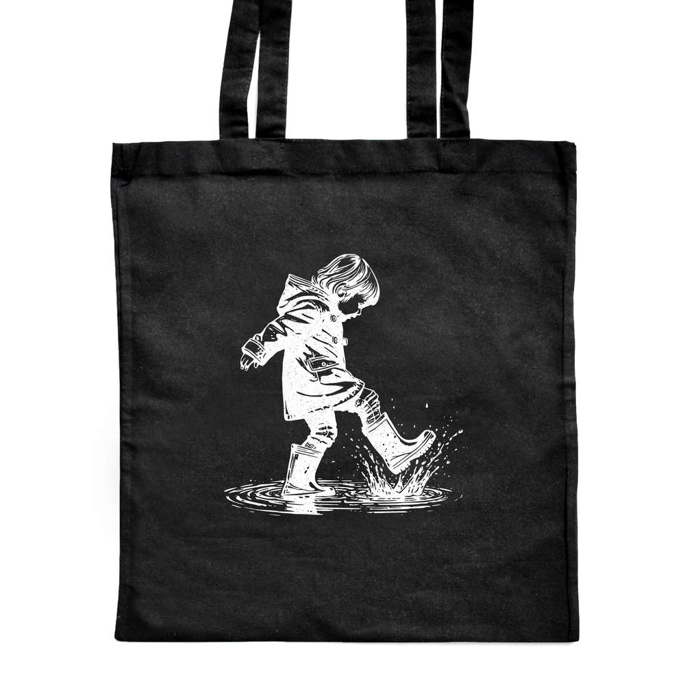 'Splashing In Puddles' Classic Black Tote Shopper Bag (ZB00022902)