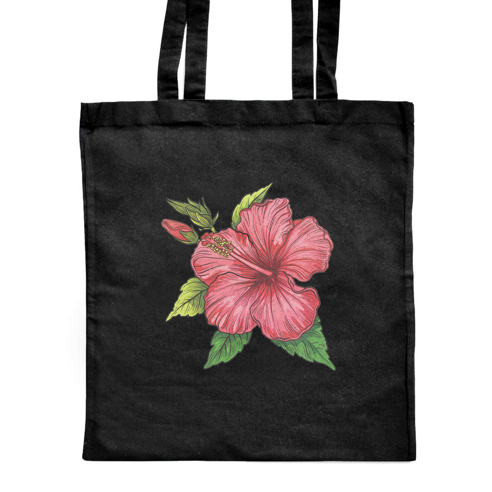 'Hibiscus Flowers' Classic Black Tote Shopper Bag (ZB00023054)