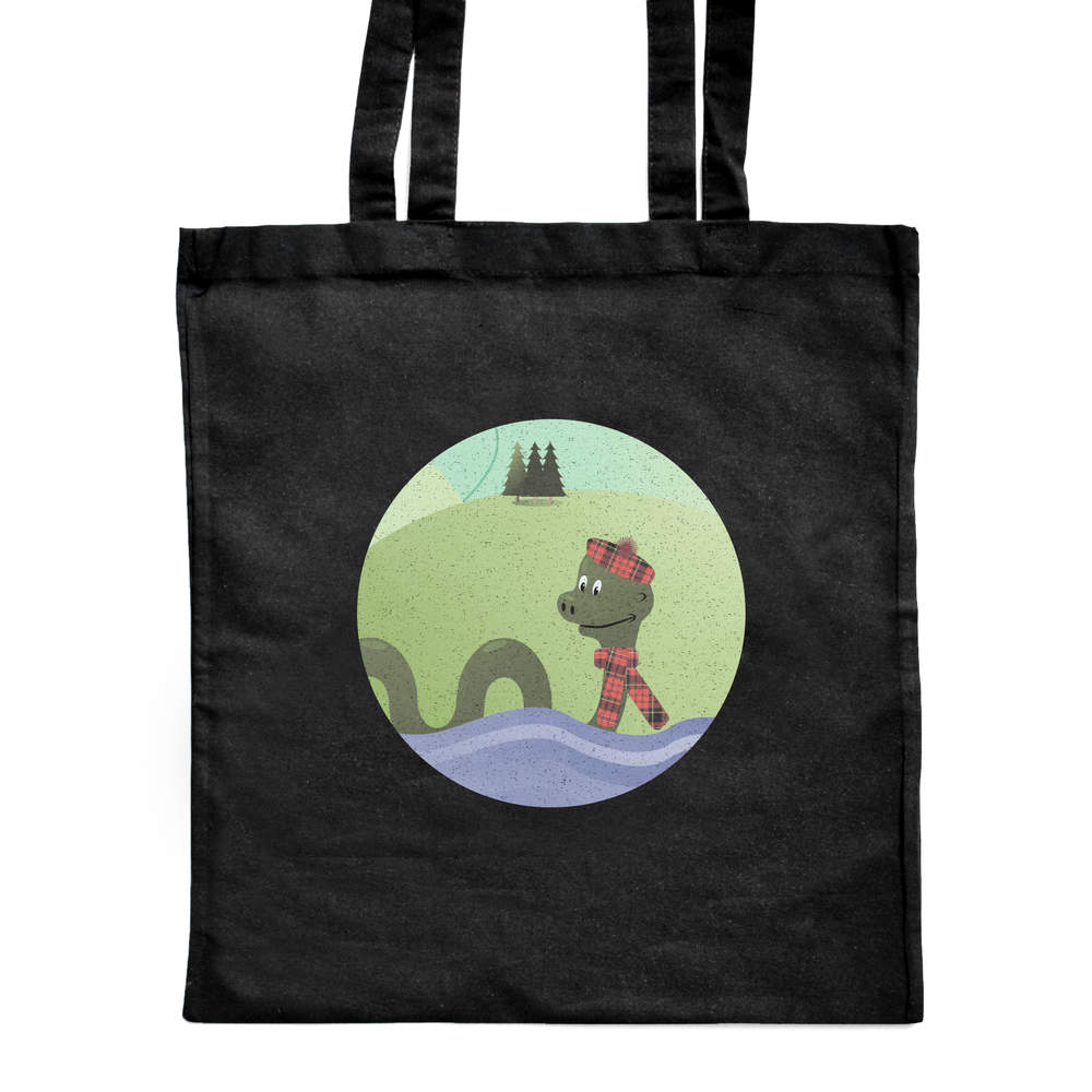 'Nessie The Loch Ness Monster' Classic Black Tote Shopper Bag (ZB00023094)