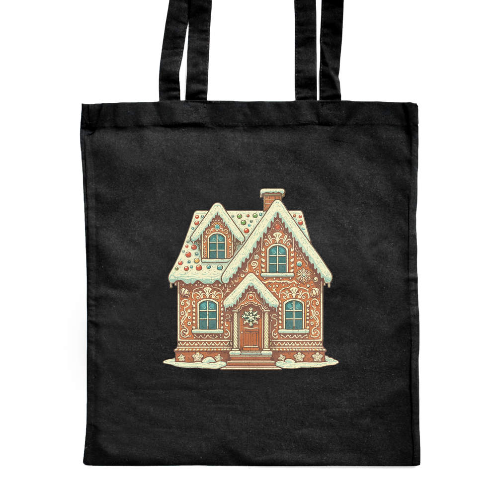 'Gingerbread House' Classic Black Tote Shopper Bag (ZB00023258)
