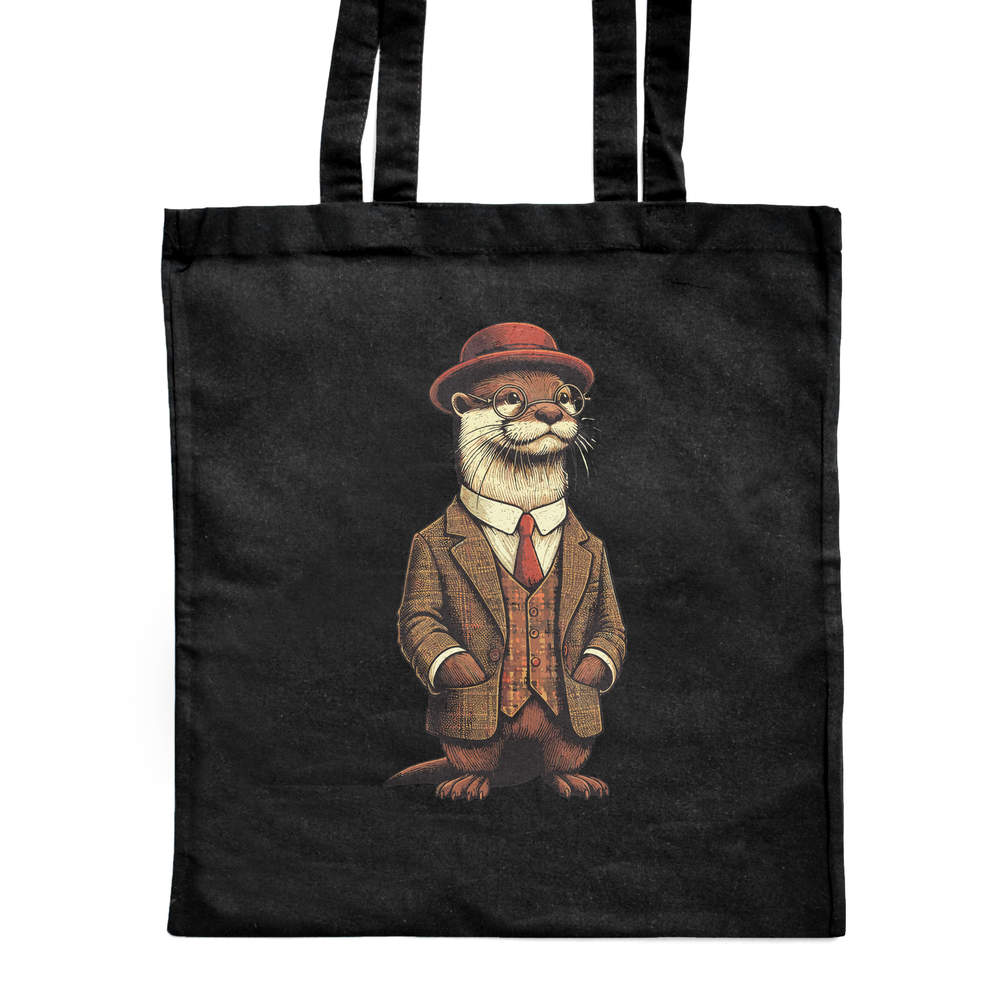 'Smart Otter Wearing a Suit' Classic Black Tote Shopper Bag (ZB00023327)