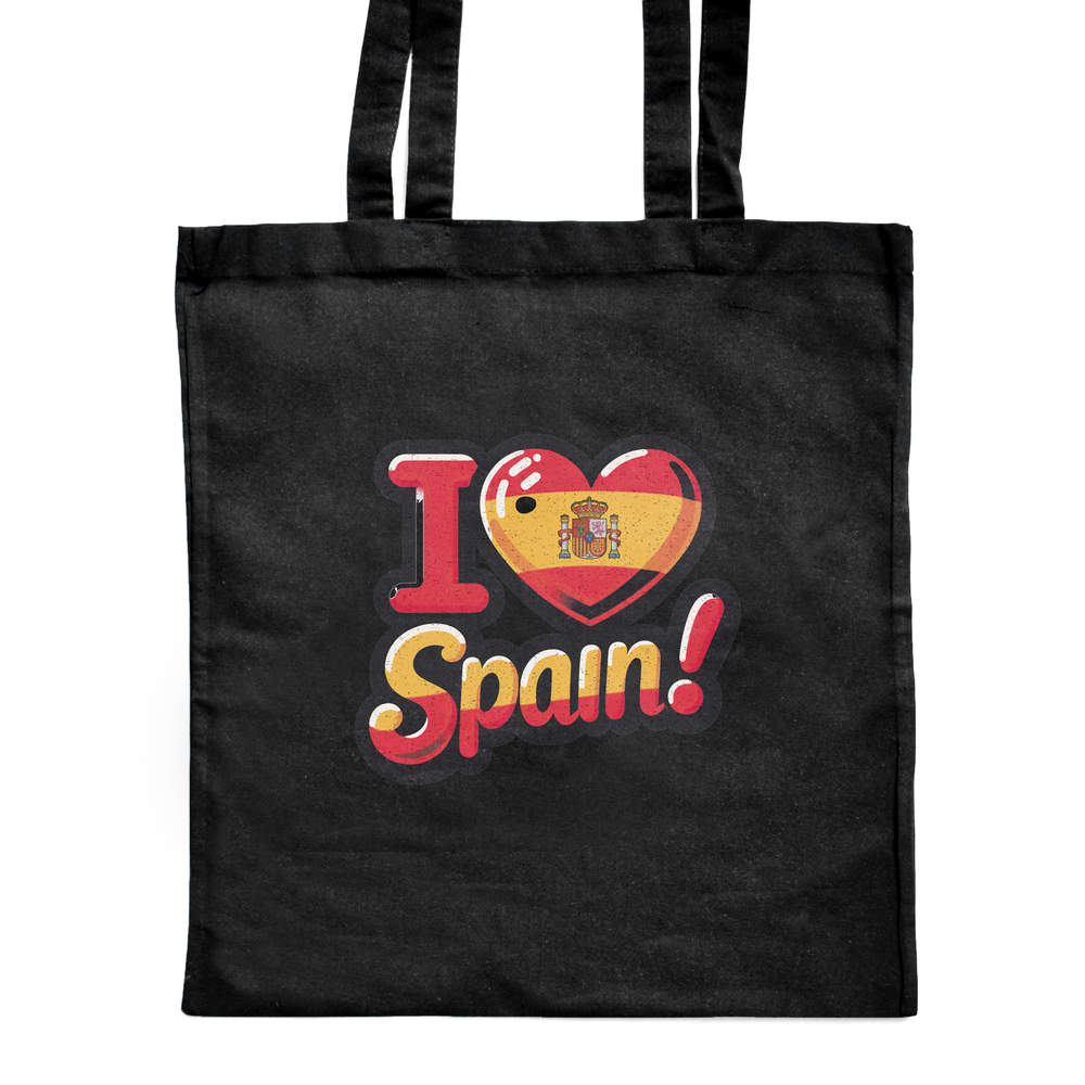 'I Love Spain!' Classic Black Tote Shopper Bag (ZB00023380)
