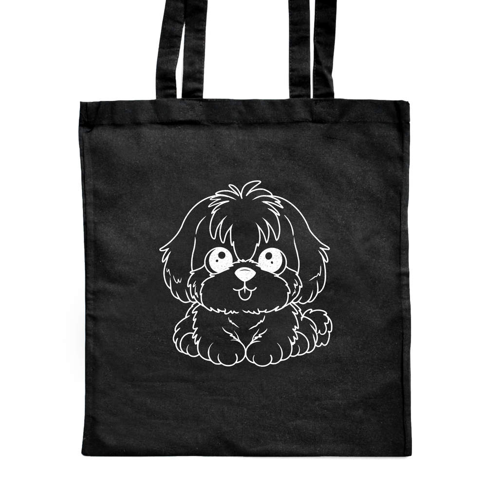 'Cute Shih Tzu Dog' Classic Black Tote Shopper Bag (ZB00023400)