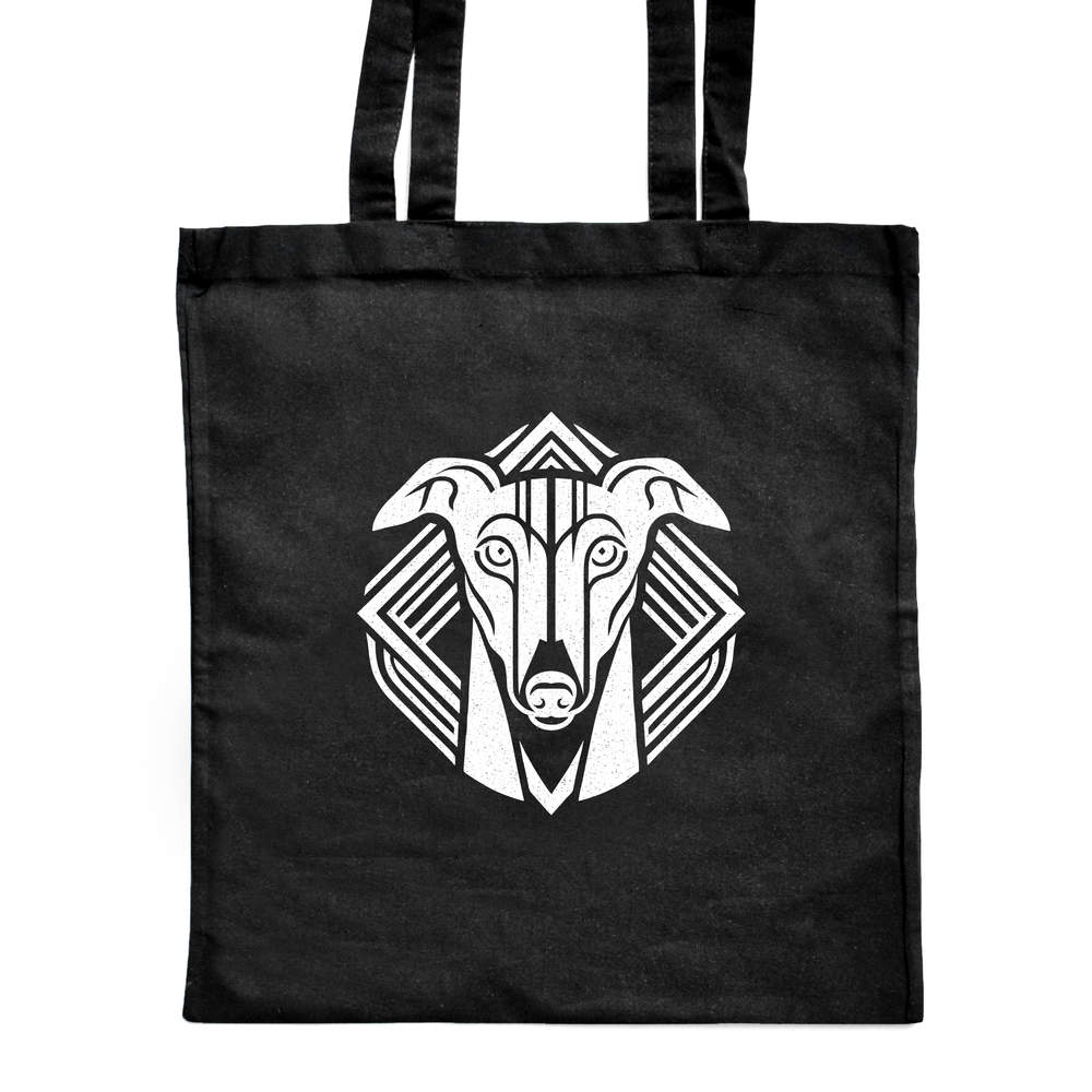 'Art Deco Greyhound' Classic Black Tote Shopper Bag (ZB00023453)