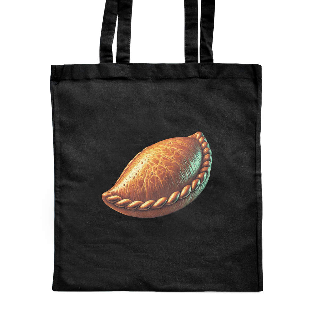 'Cornish Pasty' Classic Black Tote Shopper Bag (ZB00024655)