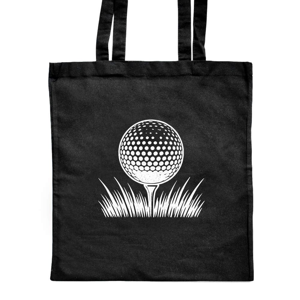 'Golf Ball On Tee' Classic Black Tote Shopper Bag (ZB00025147)
