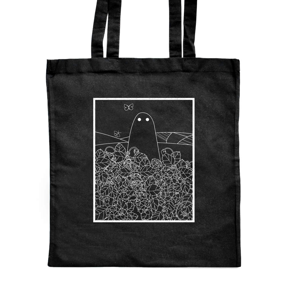 'Strawberry Fields' Classic Black Tote Shopper Bag (ZB00025291)