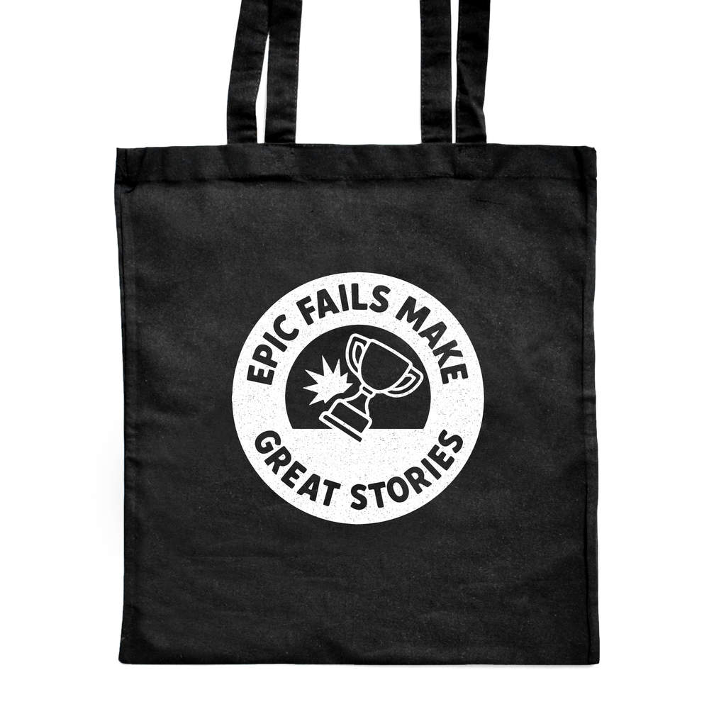 'Epic Fails Make Great Stories' Classic Black Tote Shopper Bag (ZB00026000)