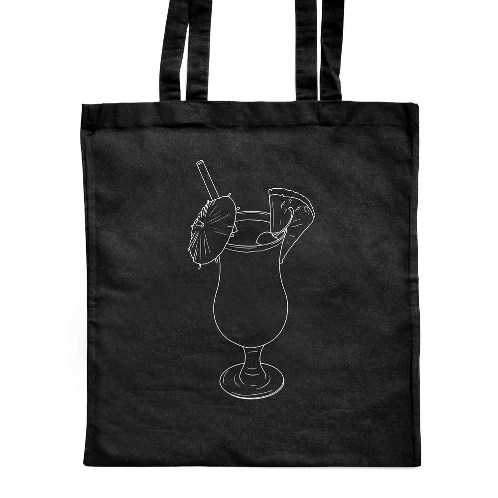 'Pina Colada Cocktail' Classic Black Tote Shopper Bag (ZB00026309)