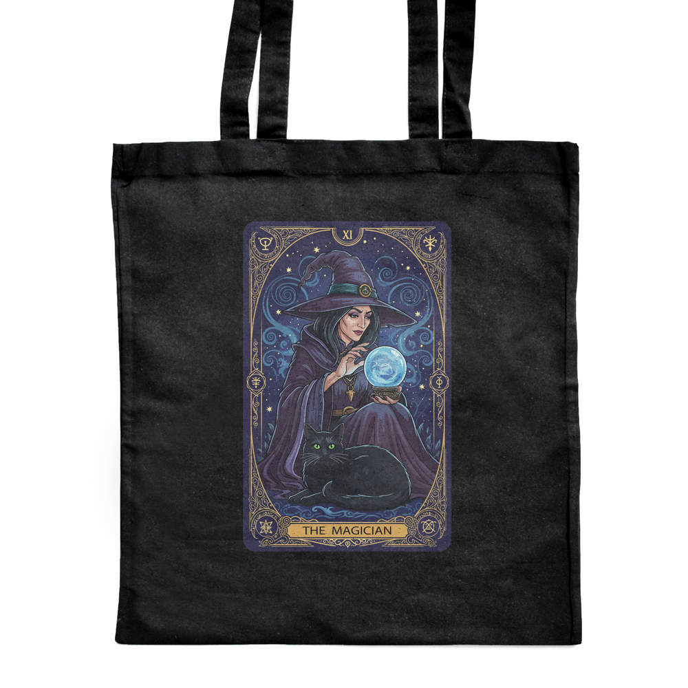 'The Magician Tarot Card' Reusable Shopping Tote Bag - Black - Reusable Shoulder Bag for Groceries, Work, Books and Travel (ZB00026340)