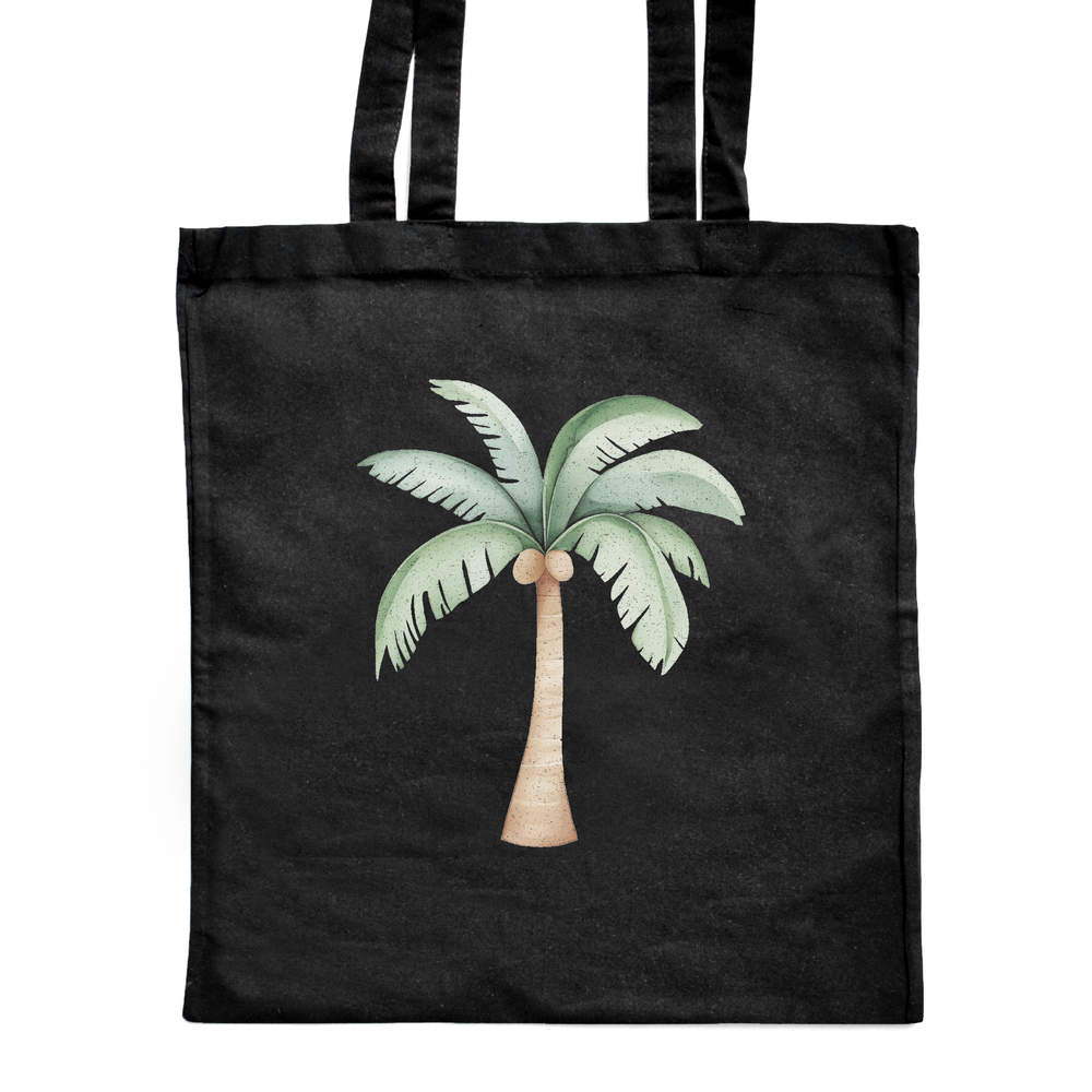 'Cute Palm Tree' Classic Black Tote Shopper Bag (ZB00026644)