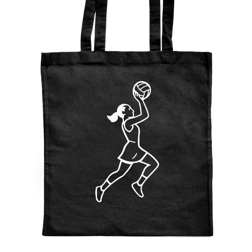 'Netball Player Action' Classic Black Tote Shopper Bag (ZB00026760)