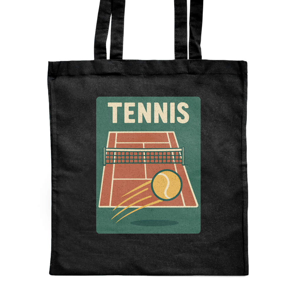 'Tennis Court Ball' Classic Black Tote Shopper Bag (ZB00026782)