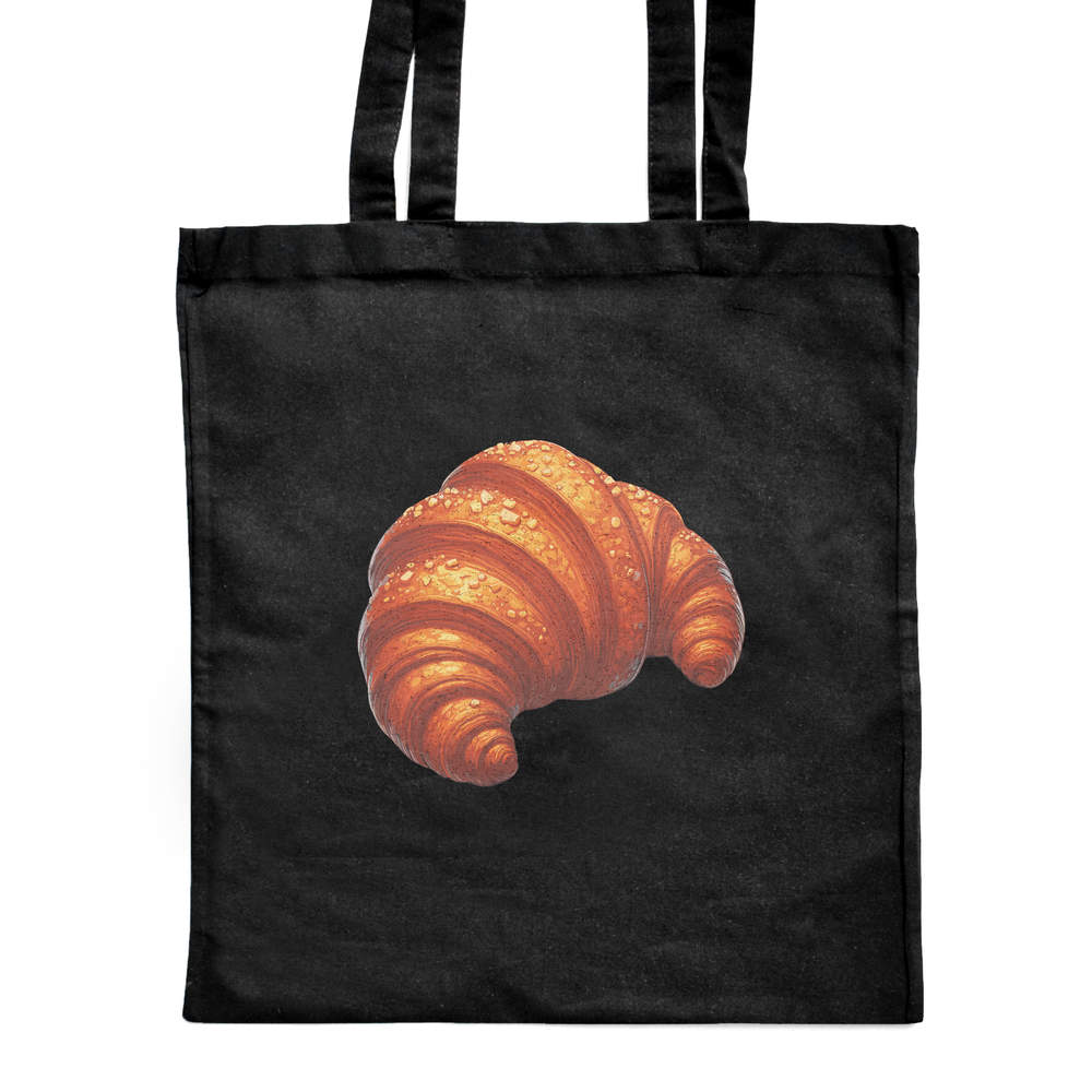 'Freshly Baked Croissant' Classic Black Tote Shopper Bag (ZB00027116)