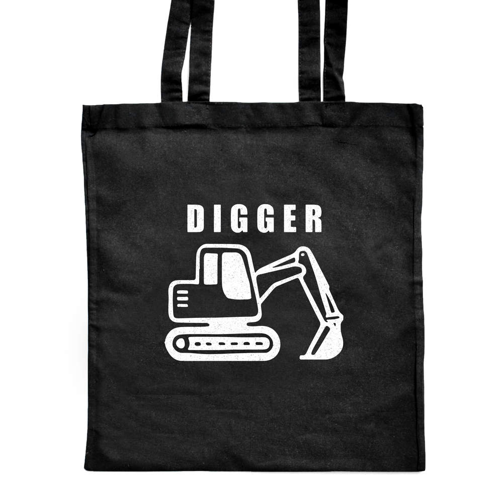 'Excavator Work Vehicle' Classic Black Tote Shopper Bag (ZB00027380)
